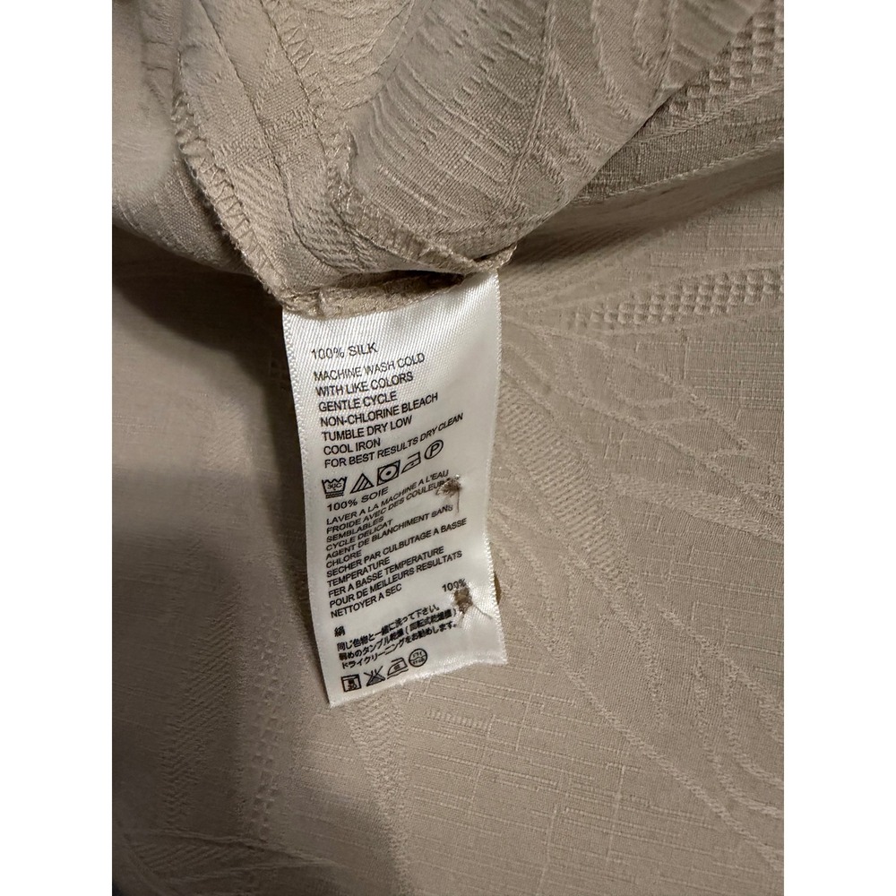 Tommy Bahama Mens Beige 100% Silk Jacquard Leaf Camp Shirt Medium - Picture 7 of 8